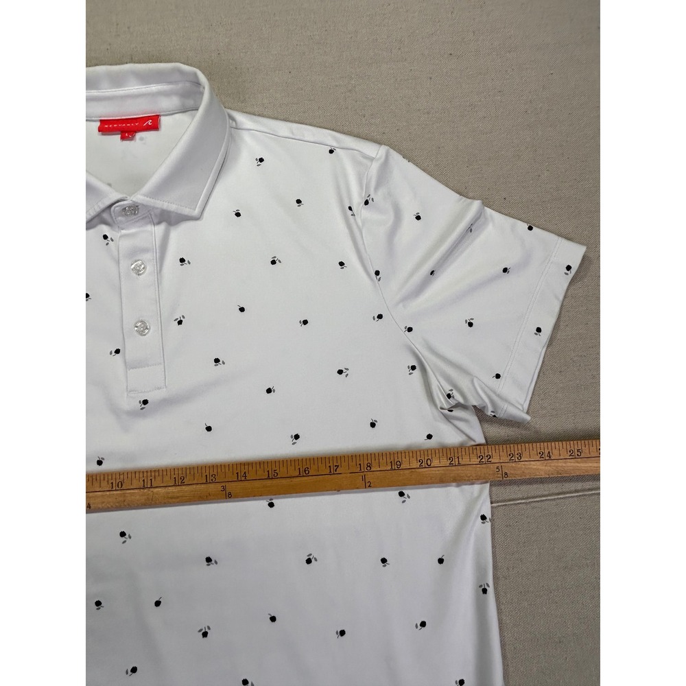 Redvanly‎ Mens Large Performance Golf Polo Shirt White Black Micro Print - Picture 3 of 7